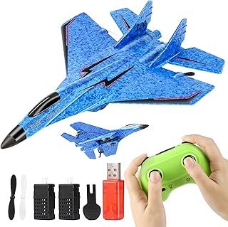 RC Airplane, Remote Control 2CH 2.4Ghz F22 Fighter Jet Toy, Foam RC Plane with Lights, 6-Axis Gyroscope, For Kids (3+), Unisex