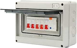Consumer Unit 4 Way, IP65 Protection Garage Consumer Unit, Plastic Leakage Circuit Breaker, Fuse Box Consumer Unit for Caravans, Workshops, 63A 30mA RCD 4MCB 2 * 6A+20A+32A
