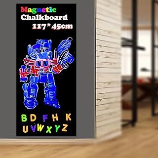 Magnetic Chalkboard Contact Paper 117 x 45cm Self Adhesive Blackboard Chalk Board Roll with 53 Magnetic Letters for Kids Home School Office, Board Wallpaper Chalkboard Wall Sticker Removable