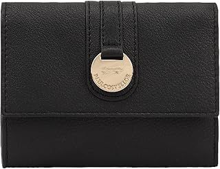 Genuine Leather Women's Purse with Flap & Gold Finish Logo Embossed Hardware disc, Designer RFID-Blocking Bifold Wallet with Zip Coin Pocket - Stylish Designer Purse - LAWA