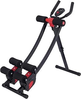 ZELUS Ab Machine for Home Gym, Core Strength Training Equipment for Home Fitness, Ab Crunch Coaster with 4 Intensities and Digital Display, Foldable Core Trainer for Abdominal