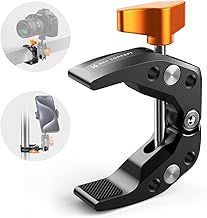 K&F Concept MS15 Multifunctional Super Clamp with 1/4" Thread, Tripod Clamp Mount for Camera, Phone, LCD/DV Monitor, Fill lights, Crab-Shaped Clamp