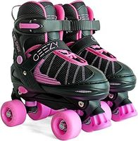 GEEZY Kids Roller Skates for Girls Adjustable Roller Skates for Boys 4 Wheel Quad Skates Black & Pink Adjustable Sizes