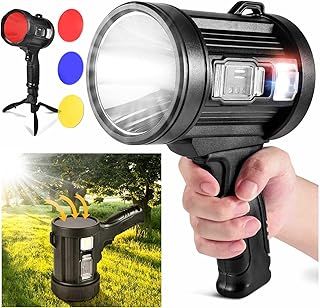 Utry Super Bright Led Rechargeable Torch, 100000 Lumens Super Bright Spotlight, Long Range Searchlight, Solar Powered Rechargeable Torch, Suitable for Outdoor Emergency, Camping, Fishing, Hunting