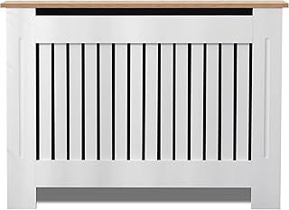 Blisswood Radiator Cover Vertical Pattern Slatted Radiator Covers MDF Wood Heating Covers Wood Top Shelf For Living Room Home Bedroom (Grey, Medium)