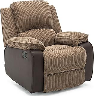 POSTANA JUMBO CORD FABRIC RECLINER ARMCHAIR LOUNGE HOME RECLINING CHAIR (Brown)