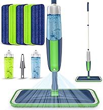 Spray Mops Microfiber Floor for Cleaning -MEXERRIS Wet Dust Mop with 2 Refillable Bottle and 5 Pads Hardwood Laminate Vinyl Ceramic Floors Cleaning, Green