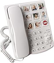 Big Button and Picture Corded Landline Phone for Elderly and Dementia Sufferers. Simple One-Touch Speed Dialling. Hands-Free Operation. Adjustable Ring/Call Volumes. Loud for Hard of Hearing.