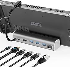 SiWiQU 6-in-1 Steam Deck Dock, Aluminum Docking Station with HDMI 2.0 4K@60Hz, Gigabit Ethernet, 3xUSB 3.0, 45W PD Charging for Steam Deck
