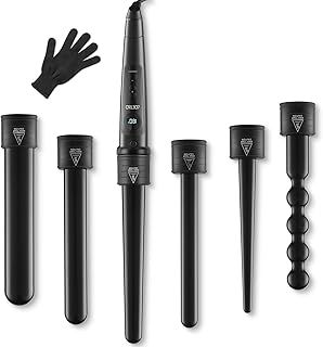 Curling Wand Tong Hair Curlers Set 6 in 1 Curling Irons with PTC Ceramic Barrels LCD 80°C-230°C Temperature Control