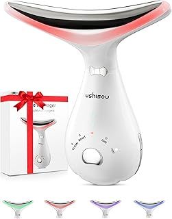 Face Massager Electric Facial Lifting: Skin Tightening Neck Lift Device 4 LED Colors - 3 Massage Modes 45°C Heat EMS Microcurrent Tightening Machine - Anti-Wrinkle Face Toning Firming for Women