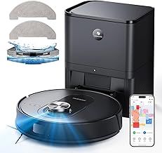 Proscenic Q8 Max Robot Vacuum Cleaner With Mop and Self-Empty Station, 5000Pa Suction, Lidar Navigation Home Mapping, 200 Min Run, Self-Charging, WiFi APP Customized Cleaning for Floor, Carpet, Hair