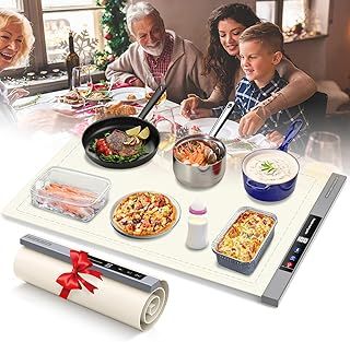 Food Warming Mat - Portable Food Warmer Buffet Server, Warming Tray with 8 Timers & 6 Temperature Settings, Hot Plates for Keeping Food Warm for Buffet, Parties, Holidays, and Family Dinners