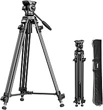 SMALLRIG Lightweight Video Tripod Kit with 360° Fluid Head, 62'' Aluminum Alloy Camera Tripod with QR Plate, Lift Rope, Load up to 5kg/ 11lbs for DSLR, Camcorder, Cameras, AD-50Lite - 4684