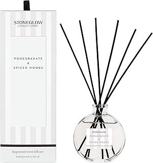 Stoneglow Modern Classics Collection Pomegranate & Spiced Woods 120ml Scented Reed Diffuser (White)