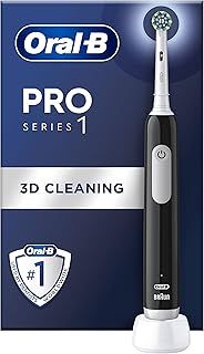 Oral-B Pro 1 Electric Toothbrush For Adults, Oral B Electric Toothbrushes Adults, With 3D Cleaning, 1 Toothbrush Head, Gum Pressure Control, 2 Pin UK Plug, Black