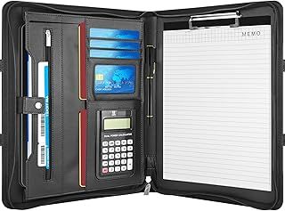Zippered Conference Folder Business Padfolio - Multifunction PU Leather A4 Clipboard Folder, Gusseted Storage Pocket, and Document Holder Case