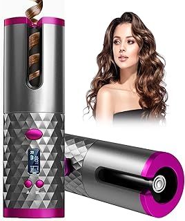 SevenPanda Hair Curler,Rotating Curling Tongs, Curling Iron, Cordless Auto Curler Restriction with Built-in Rechargeable Battery, Ceramic Professional Hair Curler USB Charging and Portable