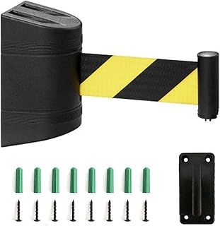 Black Retractable Belt Barrier, with mounting accessories,2/3/5/10m Wall Mount Safety Cordon Barrier,Queuing Safety Tape Cordon, Airports, Banks, School(A,2M/6.6FT)
