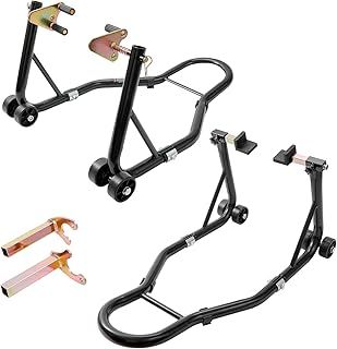 VEVOR Motorcycle Stand Lift, 850lbs Front Rear Combo Stand Lift Stand, Front and Rear Wheel Fork Stand, U+L Fork Swingarm Spool, Compatible with Most Yamaha Honda Kawasaki Suzuki Motorcycles, Black