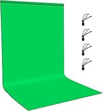 Small Green Screen Photo Backdrops for Photography, PULUZ 1x2m/3.3×6.6ft Washable Green Background Cloth Thicken with 4 Clamps for Kids Photoshoot YouTube Video Recording