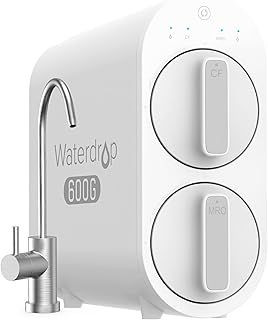 Waterdrop Reverse Osmosis Water Filtration System, TDS Reduction, Tankless, 1514 Liters/Day Fast Flow, Reduces TDS and Water Hardness, 1:1 Pure to Drain, FCC Listed, Brushed Nickel Based Faucet