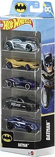 Hot Wheels Batman Toy Car 5-Pack, Set of 5 1:64 Scale Die-Cast Batman™-themed Vehicles Including the Batmobile™, JDR18