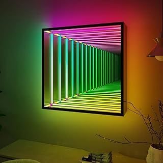 Infinity Mirror Tunnel Lamp, Single-Sided LED 3D Mirror Night Light, Sensory Infinity Light for Home, Desk, Living Room, Party Decoration(Color:50cm)