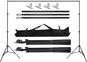 Supernic Backdrop Stand Kit Adjustable Background Support Stand with Carrying Bag - Professional Studio Photography Background Support System Kit with 4 Metal Clamps 2x2m (6.5 x 6.5ft)