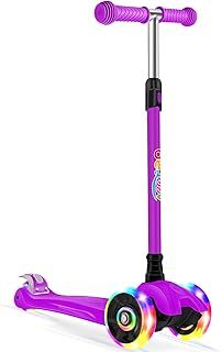 BELEEV Deluxe 3-Wheel Scooter for Kids Age 3-12, Adjustable Height, Lean to Steer, Light Up Wheels, Extra-Wide Deck