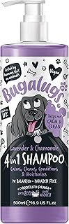 Dog Shampoo by Bugalugs lavender & chamomile 4 in 1 dog grooming shampoo products for smelly dogs, best puppy shampoo, professional groom Vegan pet shampoo & conditioner (1x500ml)