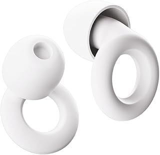 Hush+ Earplugs for Sleep | Deeper Sleep | Focus & Calm While Working | Reduce Outside Noise | 26dB (SNR) Noise Reduction | Custom Fit | Looped Earplugs | Support Small UK Business | White