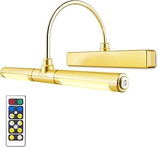 HONWELL LED Picture Light with Remote - Wireless, Battery Operated Wall Light, Rotatable Head, 3 Modes, 180 Degree Swing Arm, Dimmable Display, Timer for Painting, Dartboard