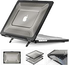 Cover Compatible with MacBook Pro 16 inch Case 2024 2023 2022 2021, Anti-Scratching Hard Shell Protective with Foldable Stand M4 A3186 A3403 / M3 A2991 / M2 A2780 / M1 A2485 - Black