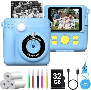 Kids Instant Print Camera, 2.4'' HD Kids Digital Camera with 32GB Card & 3 Rolls Print Paper, Birthday Toys Gifts for Boys & Girls Age 3-12
