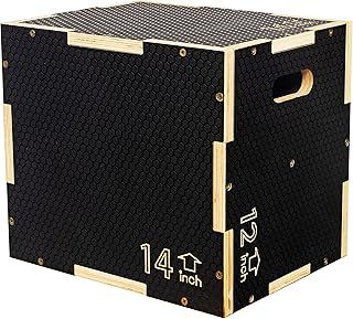 Signature Fitness 3 in 1 Non-Slip Wooden Plyo Box Plyometric Box Jumping Exercise, Multiple Sizes