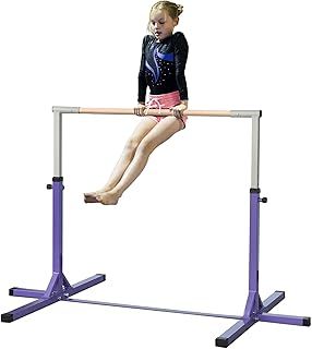HOMCOM Height Adjustable Gymnastics Horizontal Bar For Kids Home Gym Training Children Junior Kip High Bar Fitness