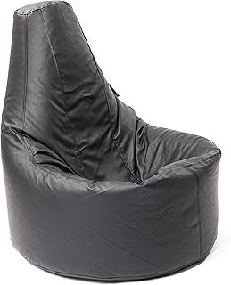 Beanbag Gamer Arm Chair Adult GAMING Bean Bag Faux Leather Game XL Seat POD Bags (Black)