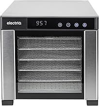 electriQ Stainless Steel Digital Food Dehydrator and Dryer with 6 Shelves, 48 Hour Timer, 35-75C Temperature Setting, 650W, BPA Free for Fruit/Veg/Meat/Herbs/Seeds