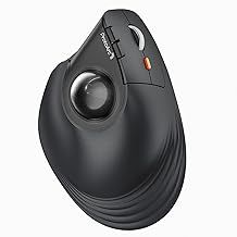ProtoArc Vertical Wireless Trackball, EM05 Bluetooth Ergonomic Rollerball, Rechargeable Computer Laptop Thumb Mouse, 3 Device Connection, Compatible with iPad, Mac, Windows PC