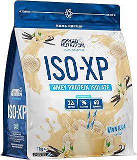 Applied Nutrition ISO-XP Whey Protein Powder – 22g Protein, Low Fat, Low Carb Whey Isolate Protein Powder, Rich in Amino Acids, Grass-Fed, Soy Free, Halal Certified (1kg - 40 Servings) (Vanilla)