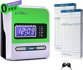 Clocking In Machine Time For Employees Small Business, In/Out Time Punch Clock,Automatic Daylight Saving Time, No Ink Ribbons, 0 Monthly Fee Includes 50 Time Cards & 2 Keys