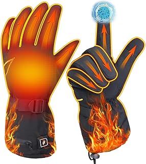 DUKUSEEK Heated Gloves for Men Women, Electric Heated Motorcycle Gloves Rechargeable, Waterproof Hand Warmer with Touchscreen for Outdoor Cycling Hiking Camping Skiing Fishing