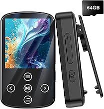 Lvcdodvd MP3 Players with Clip 64GB Bluetooth 5.4 Music Player Sport MP3 Player with HiFi Sound FM radio Voice Recorder E-Book OTG Support Support up to 128GB TF Card Black