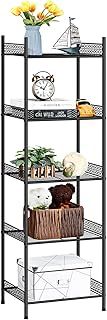 5 Tier Shelving Unit, Wire Shelving Unit Metal Storage Shelf Free Standing Storage Rack, Wire Organisation Racking Shelves for Pantry Kitchen Livingroom Bathroom Office, 41*32*145 CM, Black