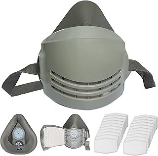 Reusable Anti-Dust Face Respirator with 20 Pcs Filter Cottons, Safety Chemical Half Respirator Face Shield for Woodworking, Painting, Gas, Epoxy Resin, Organic Vapors, Spraying, Sanding,Cutting