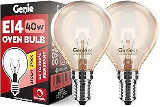 E14 Screw Oven Bulb 40W 230V SES Pygmy (Pack of 2) Oven-Rated 300°C Heat Tolerant Golf Ball Lamps for Philips, Neff, AEG, Smeg, Zanussi & Bosch Ovens (40, Watts)