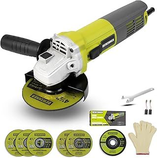 Angle Grinder, DEWINNER Corded Cutting Grinding Polishing, with Disc, Side Handle, 850 W 220-240 V Cutter, Adjustable Pin,115mm+ 6 Discs
