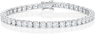 Diamond Treats Womens Tennis Bracelet, solid 925 STERLING SILVER with 4mm AAA Grade Super Sparkling White Cubic Zirconia. This Ladies Eternity Bracelet is the Perfect Jewellery Gift for Women.