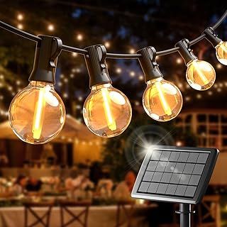 Solar Lights Outdoor Garden - 65FT/20M Solar String Lights Waterproof 30+3 G40 LED Warm White Bulbs Outdoor String Lights for Garden, Patio, Yard, Festival, Parties